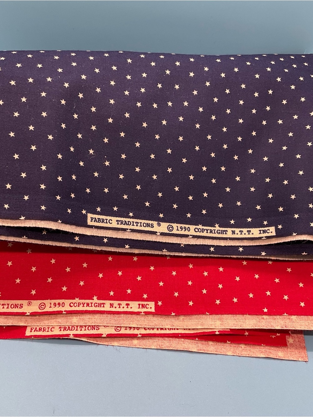 Fabric Traditions 100% Cotton Quilting Star Fabric Bundle 2 Yds Each Red + Blue